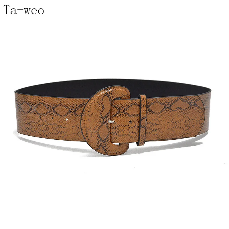 

Ta-weo Fashion Retro Python Pattern Faux Leather Wide Belt Women's Snake Pattern Popular Decoration Cummerbunds
