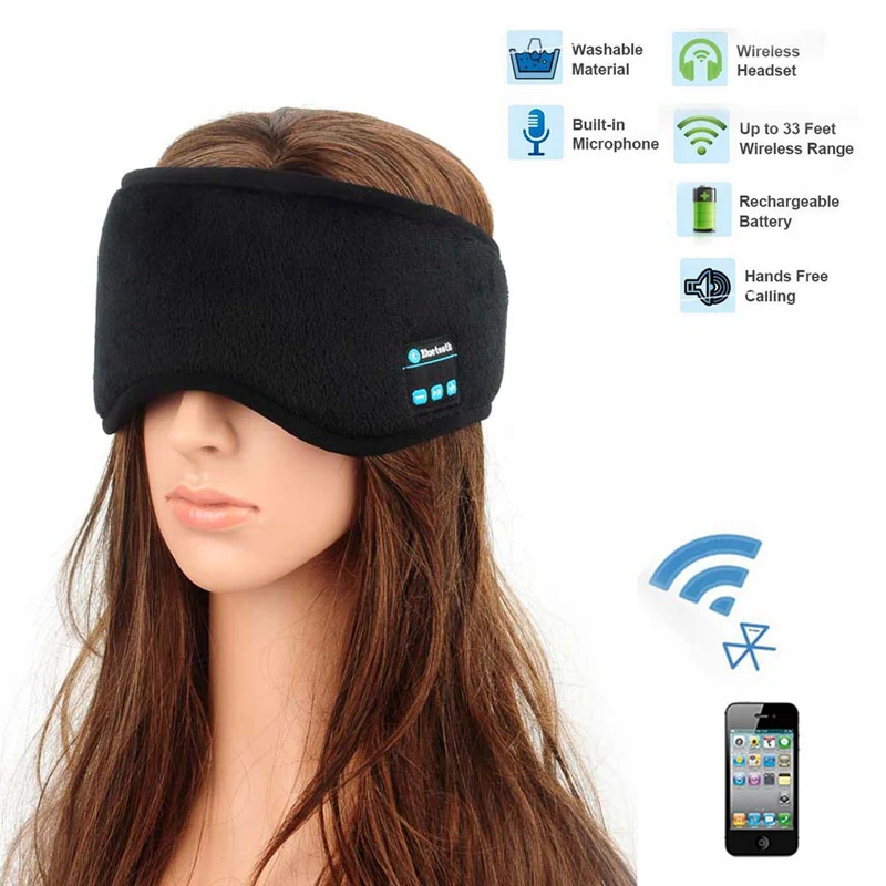 JINSERTA Wireless Bluetooth Earphone Sleep Mask Phone Headband Sleep