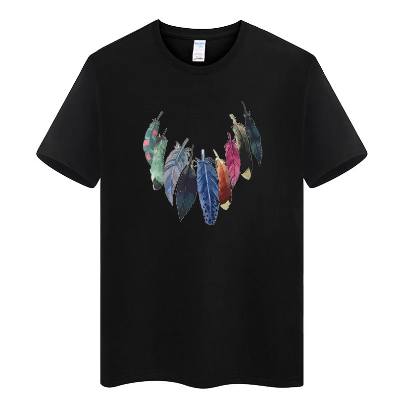 EU Size 100% Cotton Custom T Shirt Feather Pattern Design Logo Text Photos Summer Tops Tee Paper Shirt for Men EU Size 100% Cotton Custom T Shirt Feather Pattern Design Logo Text Photos Summer Tops Tee Paper Shirt for Men
