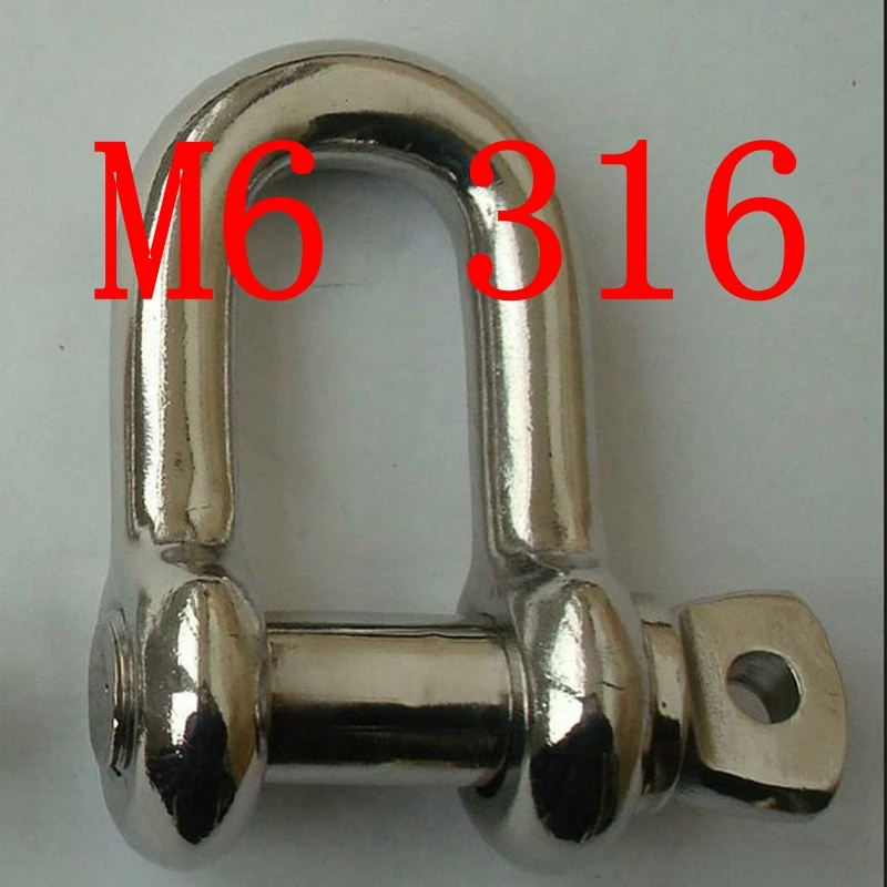 M6 D shackle,Seaworthy Marine Grade 316 Stainless Steel D SHACKLE WITH