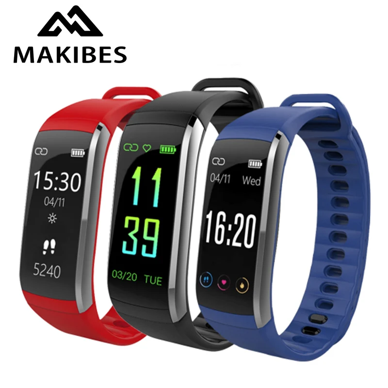 

Makibes KR02 Smart Bracelet Color Screen IP68 Water Resistant Built-in GPS Heart Rate Monitor Compatible for IOS Xiaomi Android