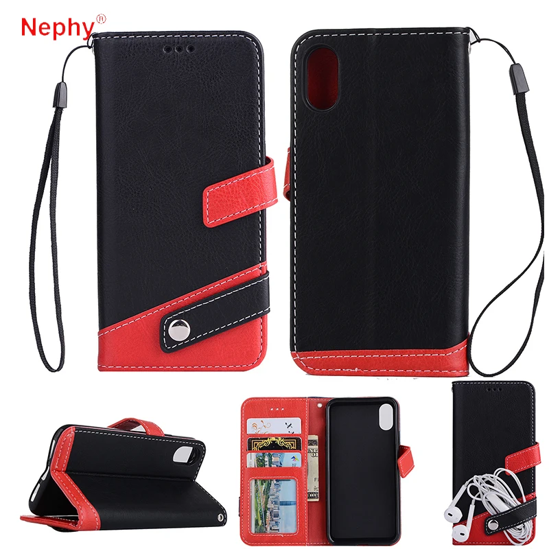 

Nephy Wallet Case for iPhone X 6 6S 7 8 Plus 6Plus 7Plus Smartphone Cover Filp Double Splice Leather Housing For iPhone 8 8Plus