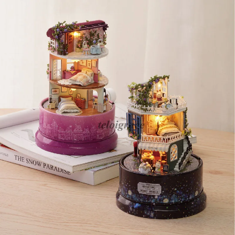 

DIY Cabin Rotating Music World Handmade Creative Assembling Model Educational Toys Gifts
