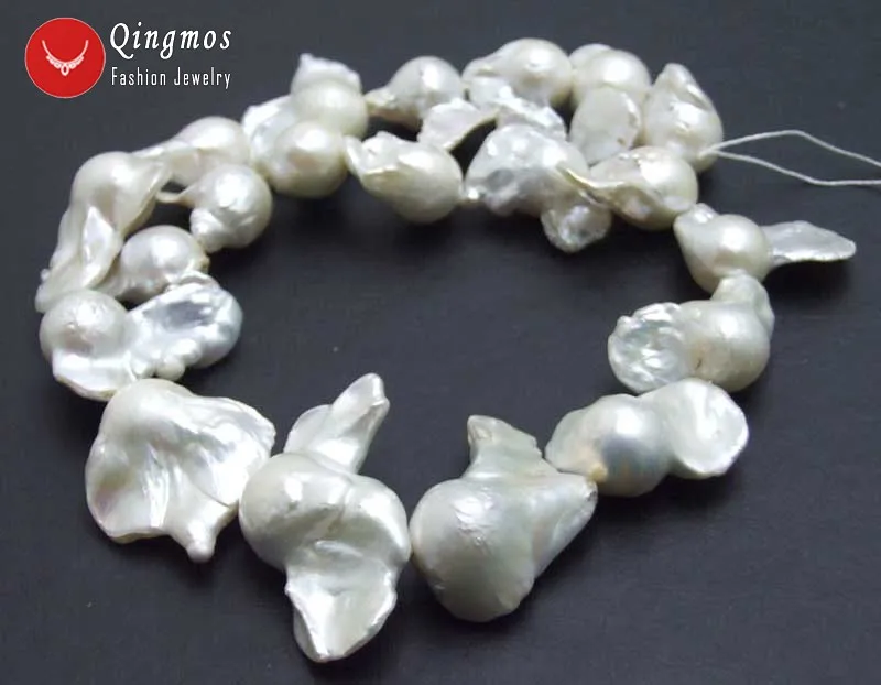 Qingmos Природный 15-35 мм барокко серый пресноводный ядерный жемчужные бусины для ожерелье из бисера браслет серьги DIY 14 "los796