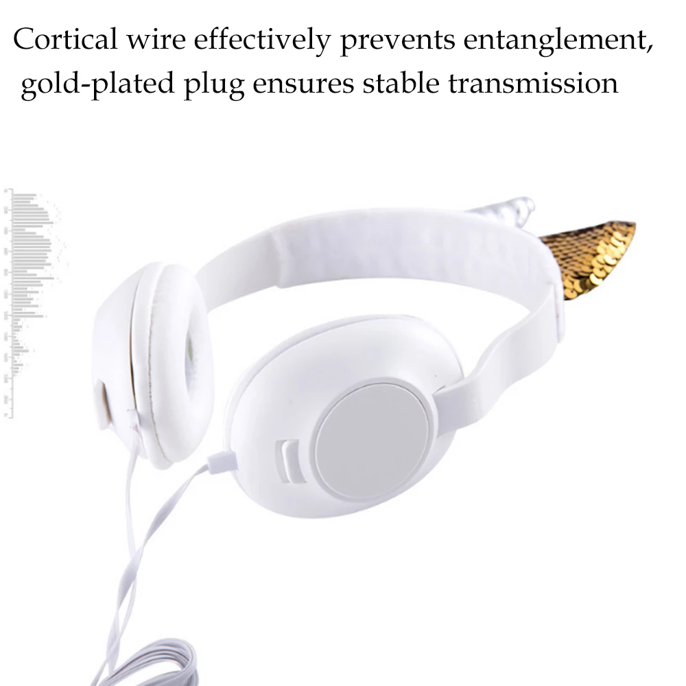 JINSERTA Unicorns Headphones Cute Cat Ear Earphones For Mobile Phone MP3 PC Tablet 3 5mm Wired Headset for Kids Adults Gift