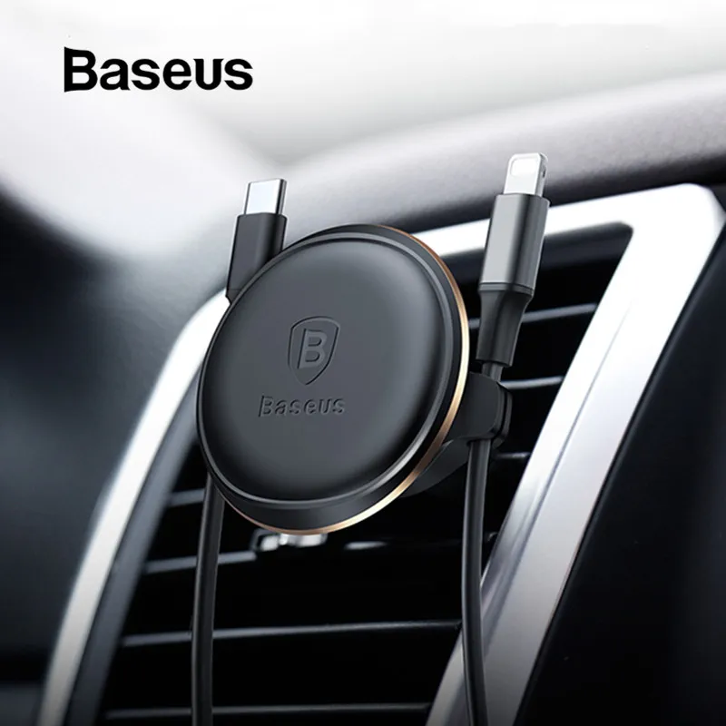 

Baseus Magnetic Car Phone Holder Cable Organizer Air Vent Mount Mobile Phone Holder With Cable Clip For iPhone 360 Rotation