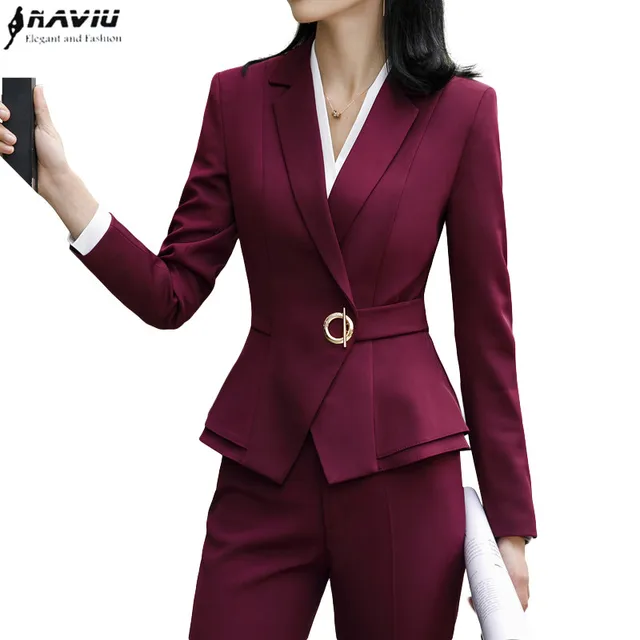 High Quality Winter Suit For Women Two Pieces Set Formal Long Sleeve Slim Blazer and Trousers Office Ladies Plus Size Work Wear 1