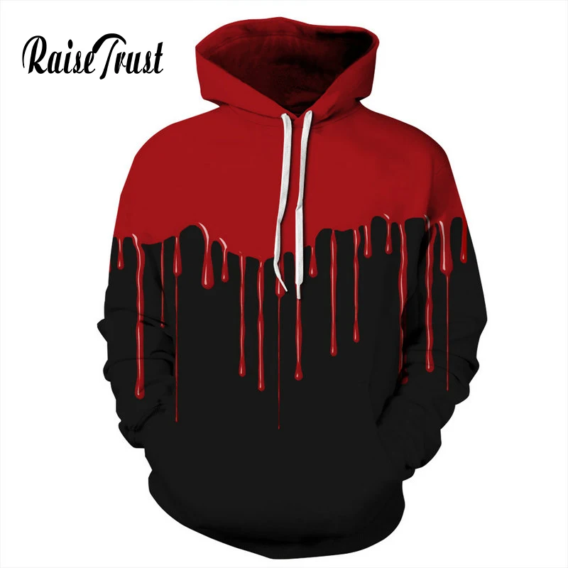 Raise Trust Men's Sweatshirts 3d Print Red Paint Black Pullover Hoodies Casual Streetwear Couple High Quality Hooded Harajuku Raise Trust Men's Sweatshirts 3d Print Red Paint Black Pullover Hoodies Casual Streetwear Couple High Quality Hooded Harajuku
