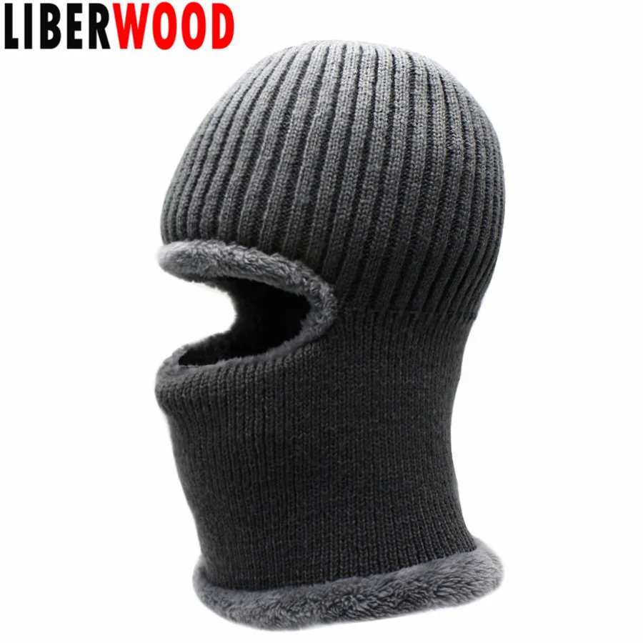 LIBERWOOD Mens Winter Neck Warmer Hat Knitted Beanie Ear Warmer Face