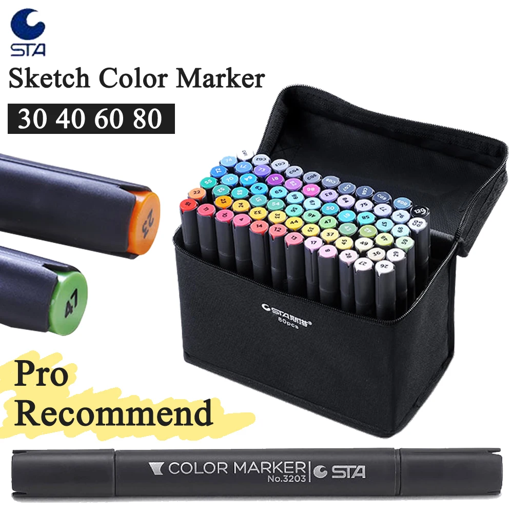

STA 30 40 60 80 Colors Sketch Marker Set Double Head Alcohol Based Markers Coloring Marker Pen Manga Architecture Design Canetas