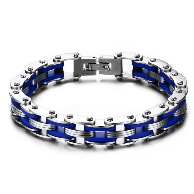 Fashion Blue Men S Bracelet Stainless Steel Silicone Fashion Blue Men S Bracelet Stainless Steel Silicone Bicycle Chain For Gift