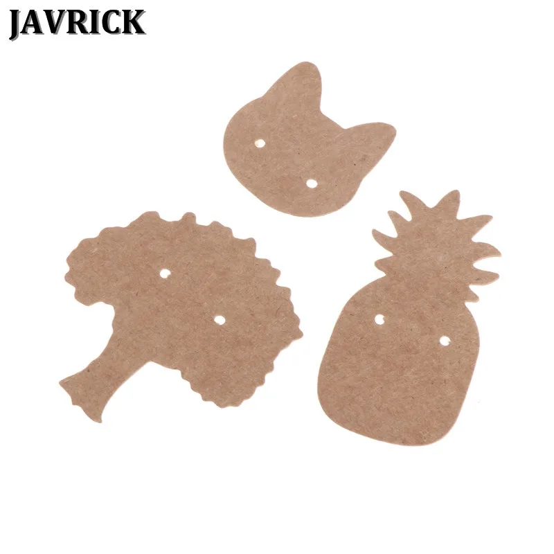 

JAVRICK 100 Pieces Kraft Paper Pineapple Cat Life Tree Earring Display Tags Cards Jewellery Holder Gift Shop Tags Cards NEW