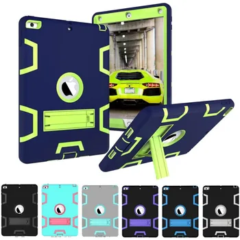 

DHL 40pcs/lot Luxury Heavy Duty Silicone Tablet Case Cover For iPad 9.7 2018 2017 Shockproof Protective Cases With Stand Holder