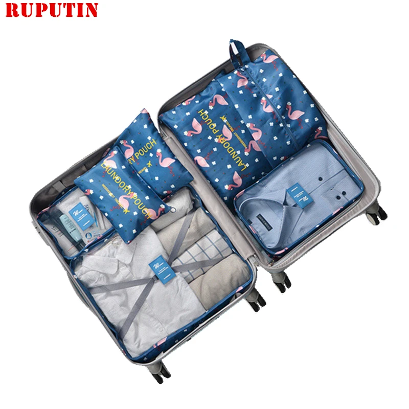 

RUPUTIN 7Pcs/Set Travel Organizer Suitcase Clothes Finishing Kit Portable Partition Pouch Storage Bags Home Travel Accessories