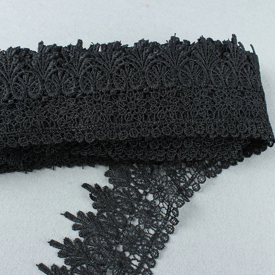15 ярдов/партия винтажная бежевая вышитая кружевная лента для аппликации Швейное Ремесло «сделай сам» шириной 10 см - Цвет: Black