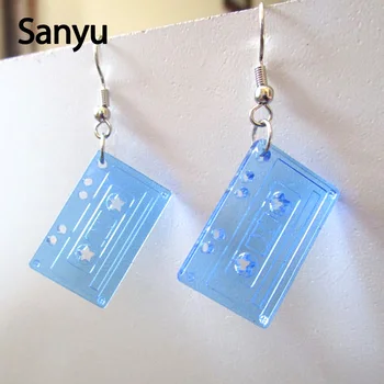 

Lovely Mini Transparent Red Blue Green Tape Shape Acrylic Drop Earrings for Women Girl Fashion New Style Dangle Earrings Brincos