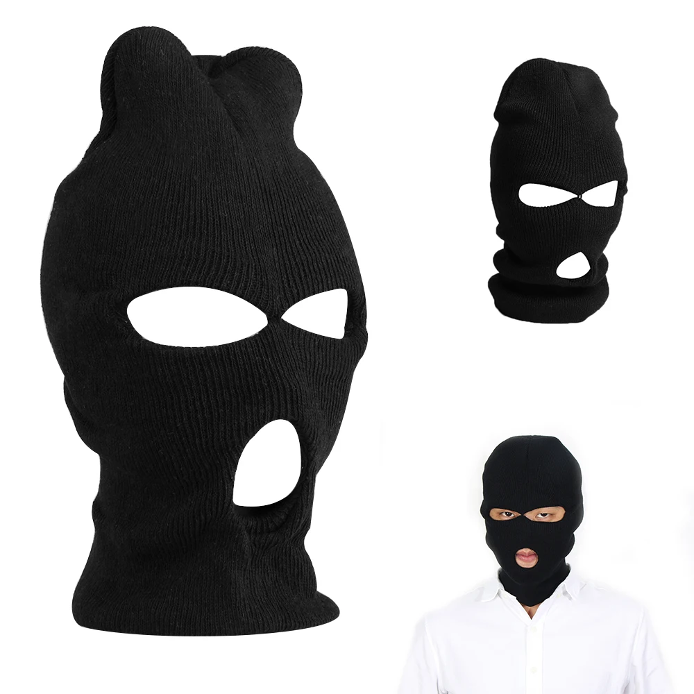 

1PC Face Shield Beanie Cap Snow Winter Warm 3 Hole Ski Mask Balaclava Black Knit Hat