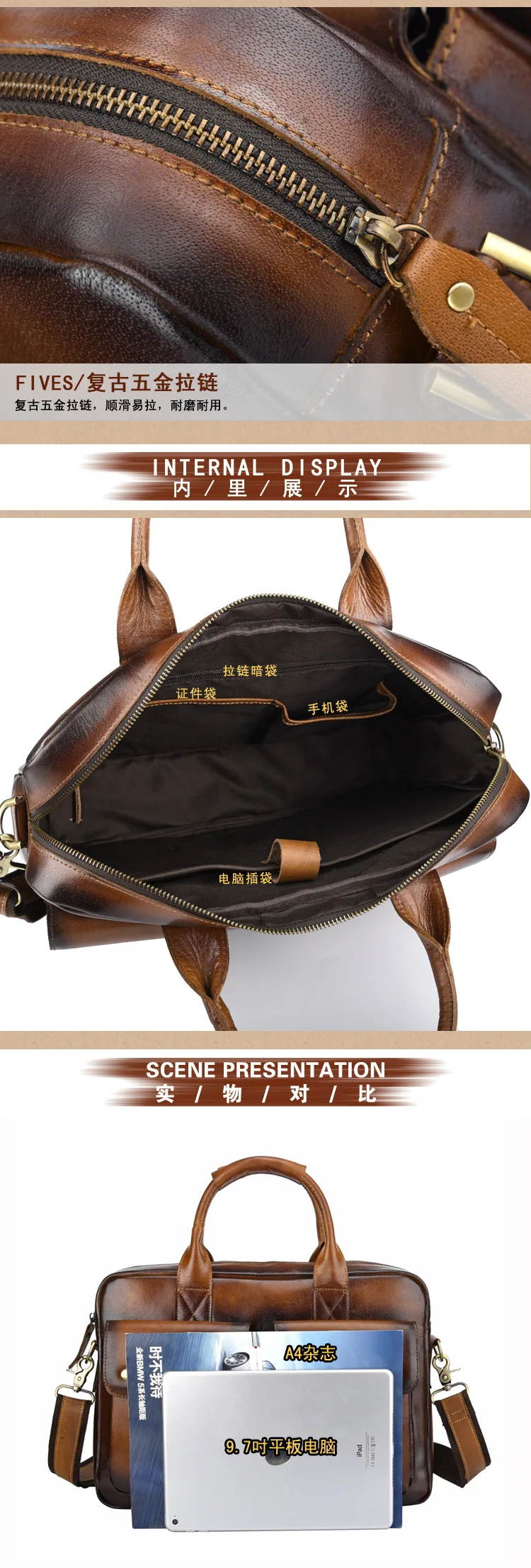 Новая роскошная 100% коровья натуральная кожа деловой мужской портфель мужская сумка на плечо из натуральной кожи винтажная