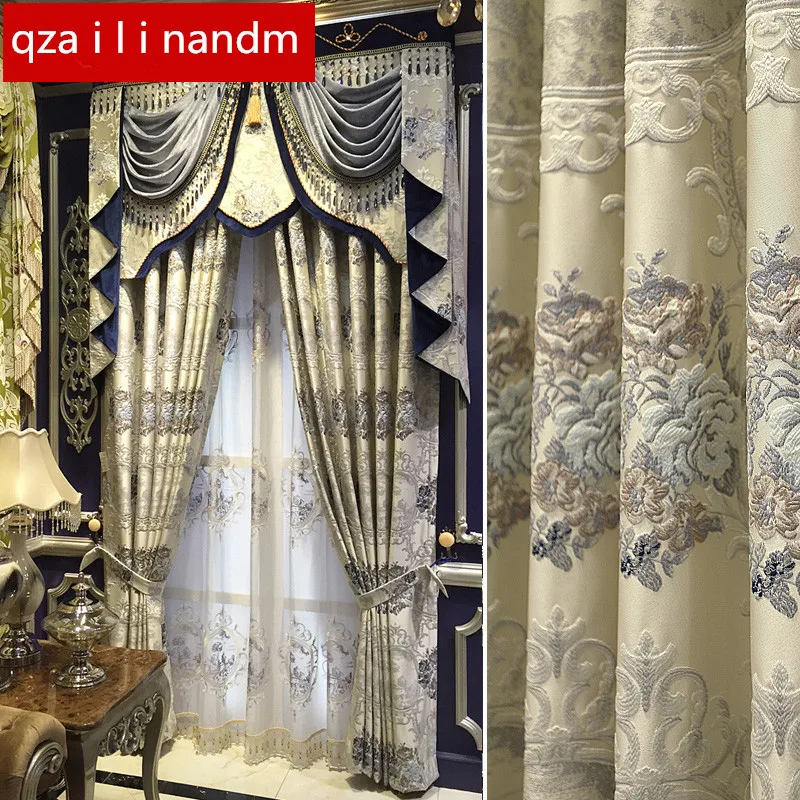 

European luxury 3D jacquard relief High shading curtains for Living Room Royal Custom curtains for Bedroom /villa/Kitchen Window