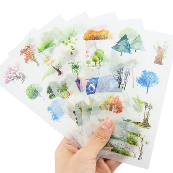 

15packs/lot Four seasons Different Trees Forest Paper sticker/Creative Scrapbooking Diary Album Decoration label/School office