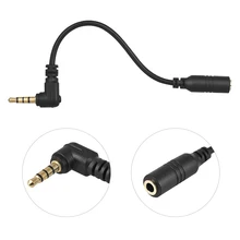 Andoer EY-S04 3.5mm 3 pólo trs fêmea para 4 pólo trrs macho 90 graus direito angular microfone adaptador cabo de áudio estéreo mic