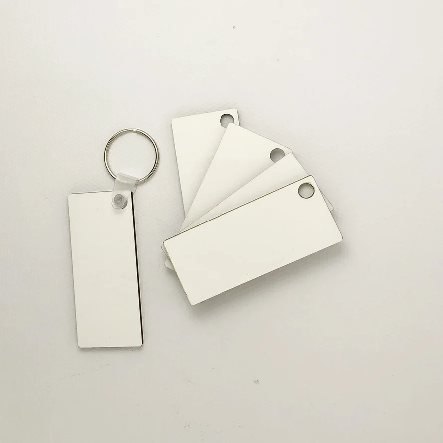 

Wholesale 10pcs DIY MDF Blank Key Chain Sublimation Heat Press Transfer Wooden Key Ring Photo &Logo Print Gift- free ship