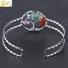 CSJA New Chakra Natural Gravel Tree of Life Silver Color Open Bangle Copper Adjustable Bangle for Women Cuff Wrist Bracelet F503 ► Photo 3/6