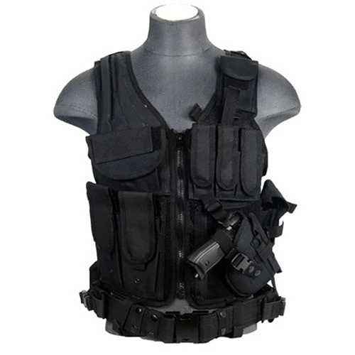 

Men's Women's CS Tactical Vest Fully Adjustable Black Airsoft Combat Waistcoat