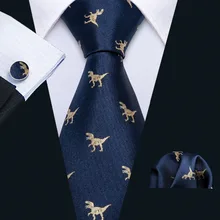 Новое поступление, мужской галстук, набор, с рисунком динозавра, темно-синий, золотой, мужской свадебный галстук, 8,5 см, галстук, деловой шелковый галстук для мужчин, FA-5191