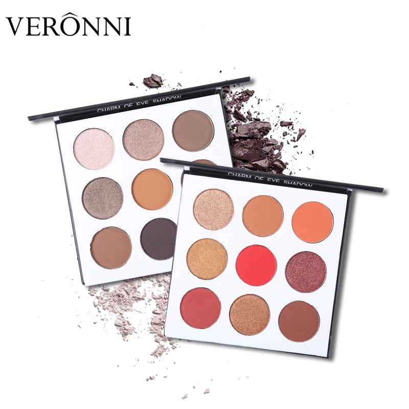 

VERONNI Brand 9 Color Eyeshadow Makeup Palette Natural Matte Shimmer Warm Pigmented Pressed Eyes Shadow Powder Nude Eye Cosmetic