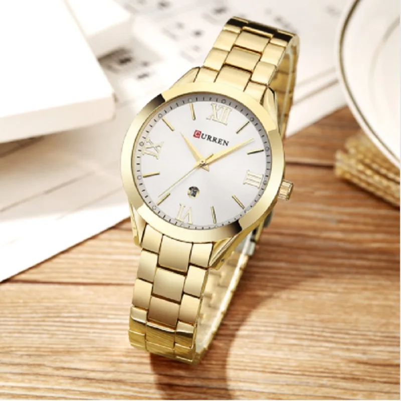 CURREN 9007 Топ люксовый бренд женские кварцевые часы наручные Relogio Feminino розовое