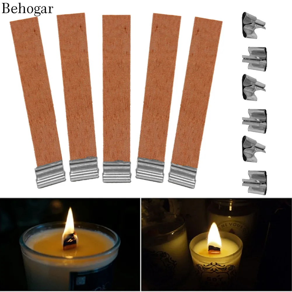 50PCS 12.5 x 75mm Wood Candle Wicks Accessories Supplies Wick for