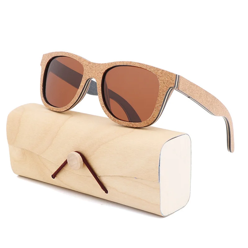 Черные чистые бамбуковые солнцезащитные очки, поляризованные коричневые солнцезащитные очки, женские деревянные бамбуковые UV400 Солнцезащитные очки oculos de sol feminino - Цвет линз: Brown  Wooden Box