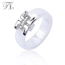 TL 2017 Cheap Women Finger Ceramic Rings Engagement Wedding Rings For Women Cubic Zirconia Silver Female Rings Ceramic Jewelry