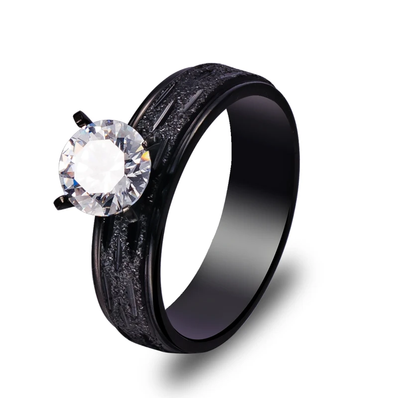 Antique Alliance Designer Female Ring Black Stainless Steel Male Brand Luxury Druzy Stone Ring Cheap Ladies