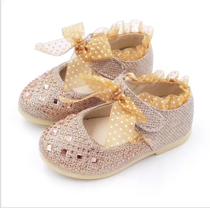 

Kids Shoes Baby Girl Dress Wedding Crystal Lace Butterfly Low-heeled Children Princess Shoes Casual Bling Gold Silver Pink