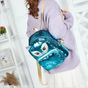 

New Sequins Unicorn Backpack Women PU Leather Mini Travel Soft Bag Fashion SchoolBag For Teenager Student Girls Book Bag Satchel