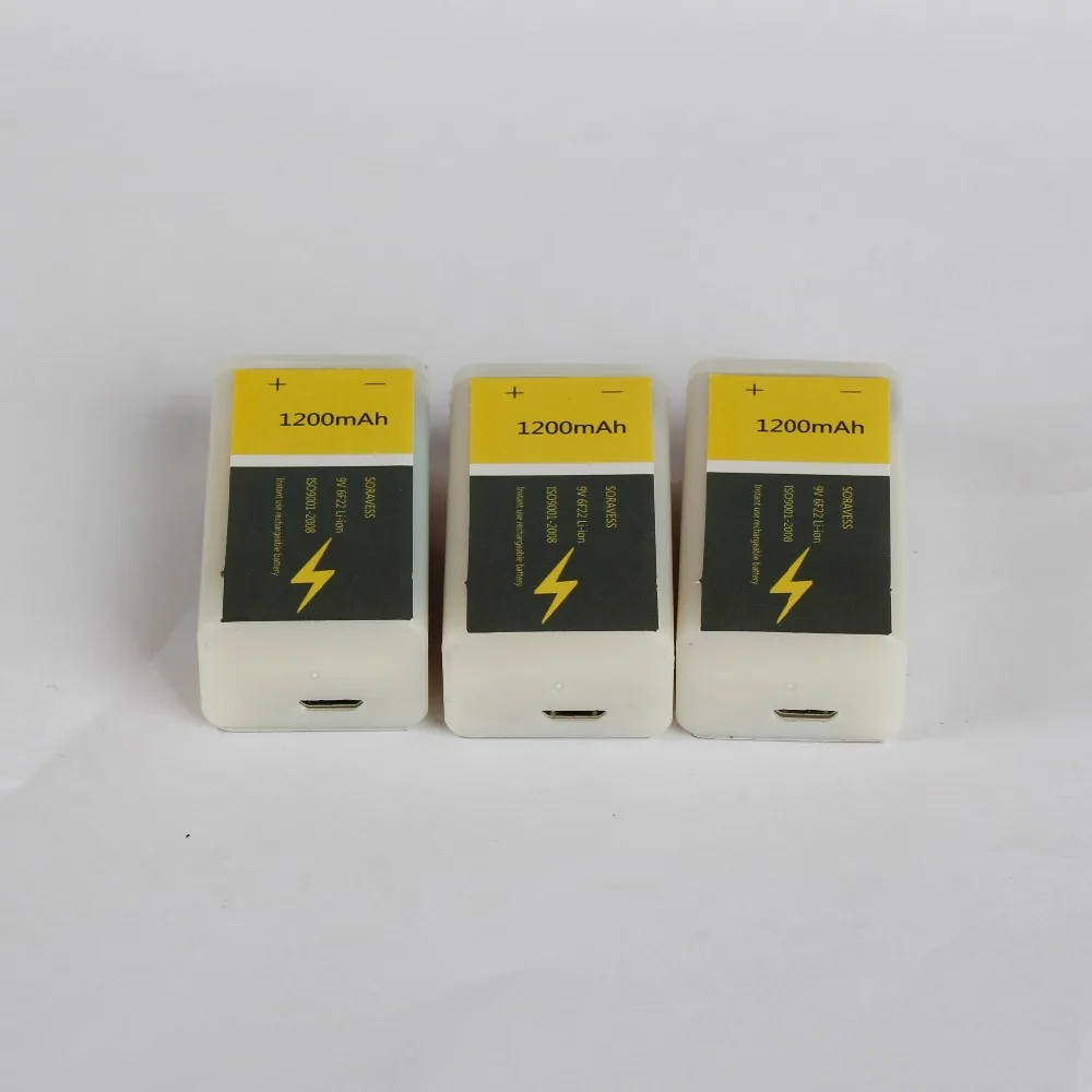 Перезаряжаемый литий ионный аккумулятор SORAVESS 9 В 6F22 USB 1200 мАч элемент для