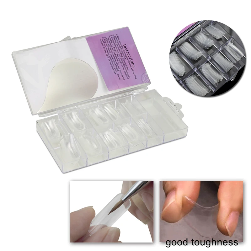 

100pcs Clear Dual Nail Form System for 3D UV Gel Acrylic Tips Decoration Nail Art Mold with Box Fake Tips Mold Form Reusable New