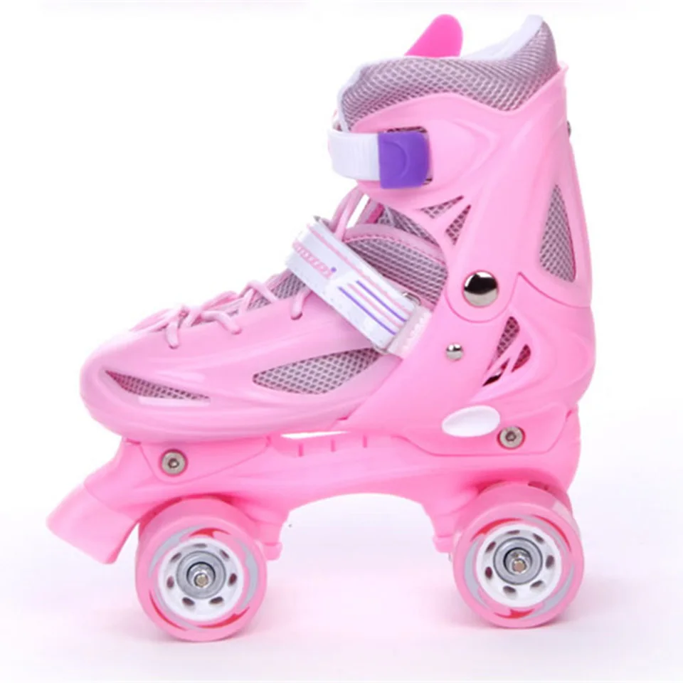 Japy Kid's Roller Skates Size Adjustable Double Line Skates For Children Two Line Skating Shoes Patines With PVC 4 Wheels