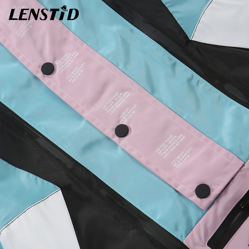 LENSTID Harajuku Jacket Men Hip Hop Streetwear Retro Jacket Windbreaker Pocket Autumn 2019 Vintage Color Block Track Jacket Coat