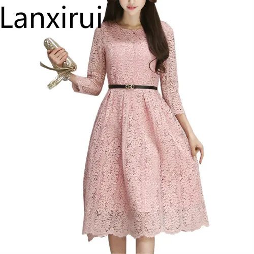 

Spring New Fashion Women Dress Elegant Vintage Sweet Lace Sexy Slim Beach Summer Dresses Vestidos 4 Colors Plus Size S -3xl