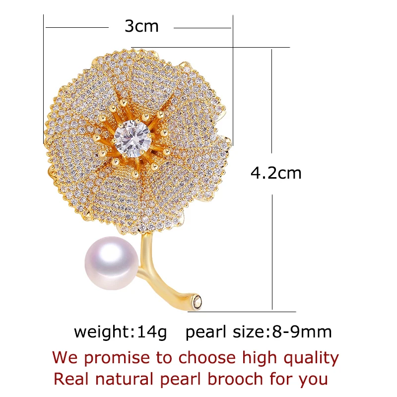ZHBORUINI Новая высококачественная брошь с натуральным пресноводным жемчугом металлическая бархатная Брошь В Виде Цветка Золотое жемчужное ювелирное изделие для женщин не выцветает подарок