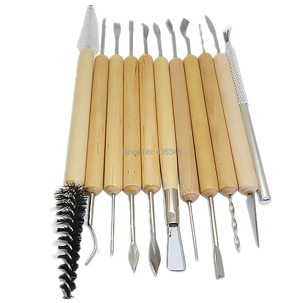 11pcs Wooden Pottery Clay Carving Cutter Ceramic Modelling Sculpting