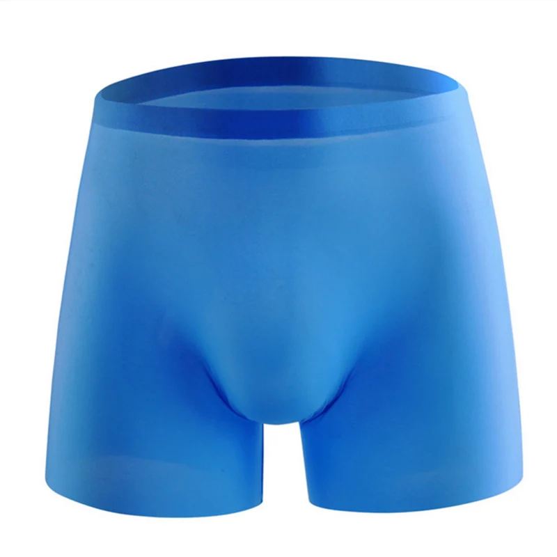 

New Style Long Boxer Men's Underwear Seamless Ice Silk Solid Underwear Breathable Boxer Shorts Men's Sexy 3D Solid Color Shorts