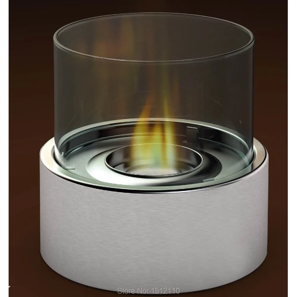 

Metal Glass Crafts Bio Ethanol Talbe Top Fireplace Home Decoration Round Tube Design KW2302
