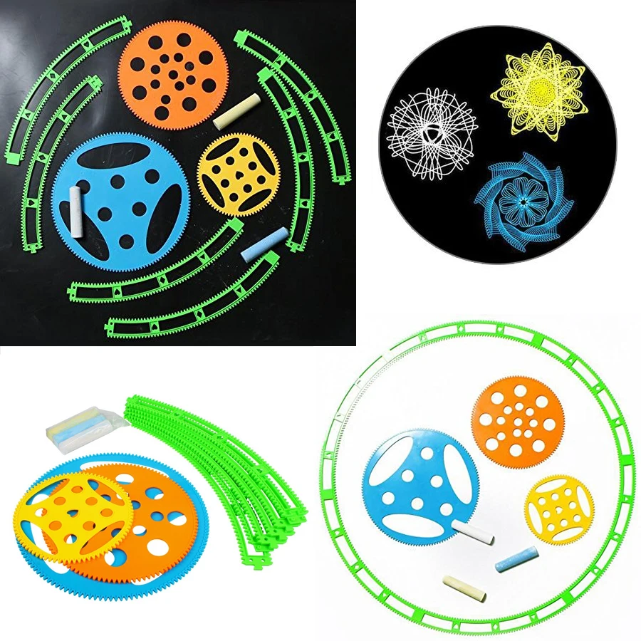 Большой тротуарный спиральный Художественный набор для игр на открытом воздухе тротуарный Мел большой, красивый большой масштабный комплект спирографа обучающая игрушка для детей