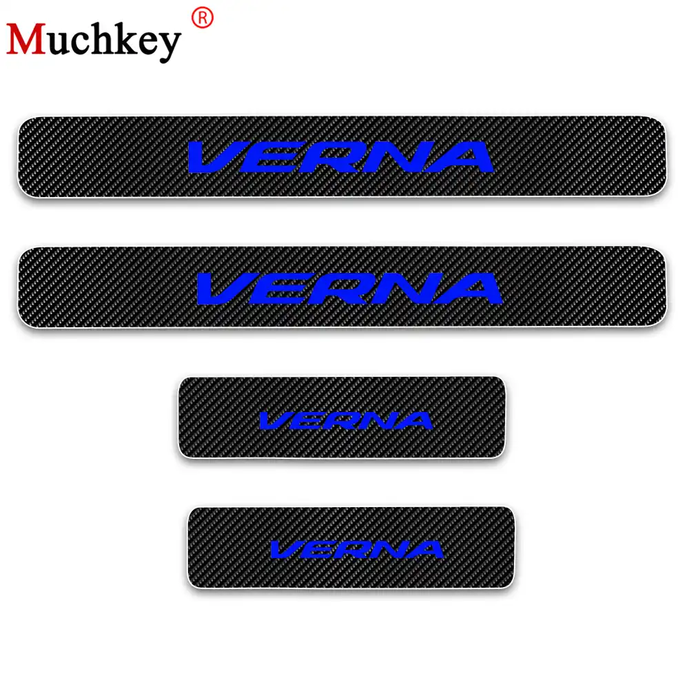 ,For VW Polo Car Door Sill Guard Door Threshold Plate Scuff Plate 4D Carbon fiber sticker 4PCS