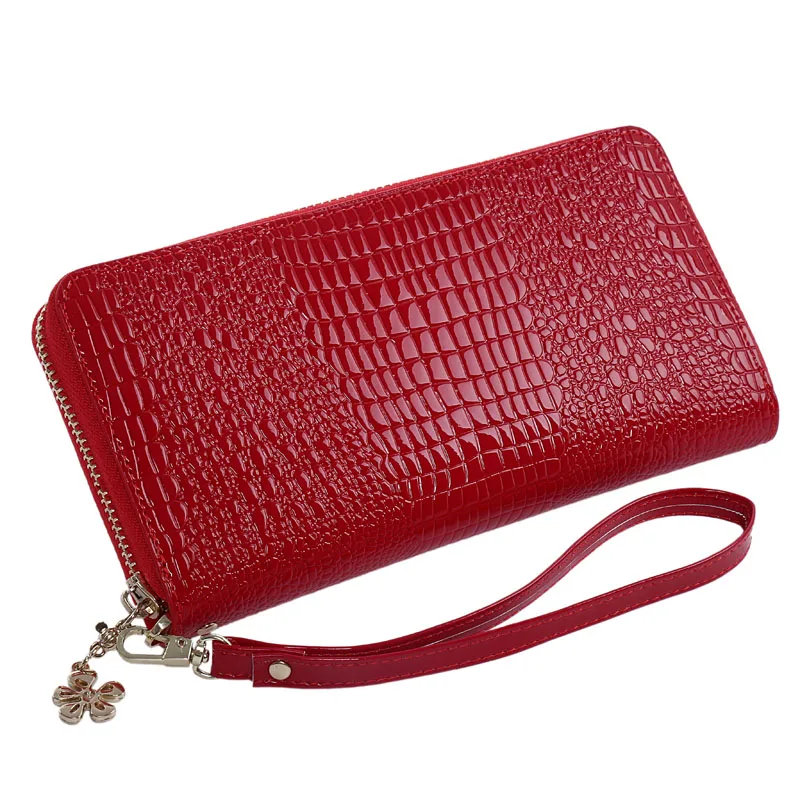 Кевин Юн дизайнерский бренд Модные женские кошельки из лакированной кожи Длинный Дамский клатч кошелек на молнии - Цвет: red