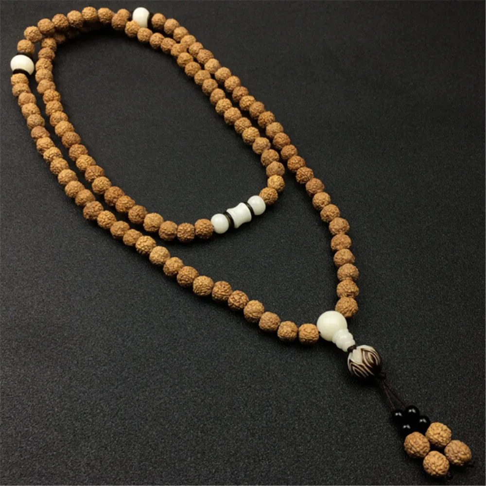 Горячая Распродажа 9 мм натуральные бусины 108 Rudraksha ожерелье Модные мужские зерна
